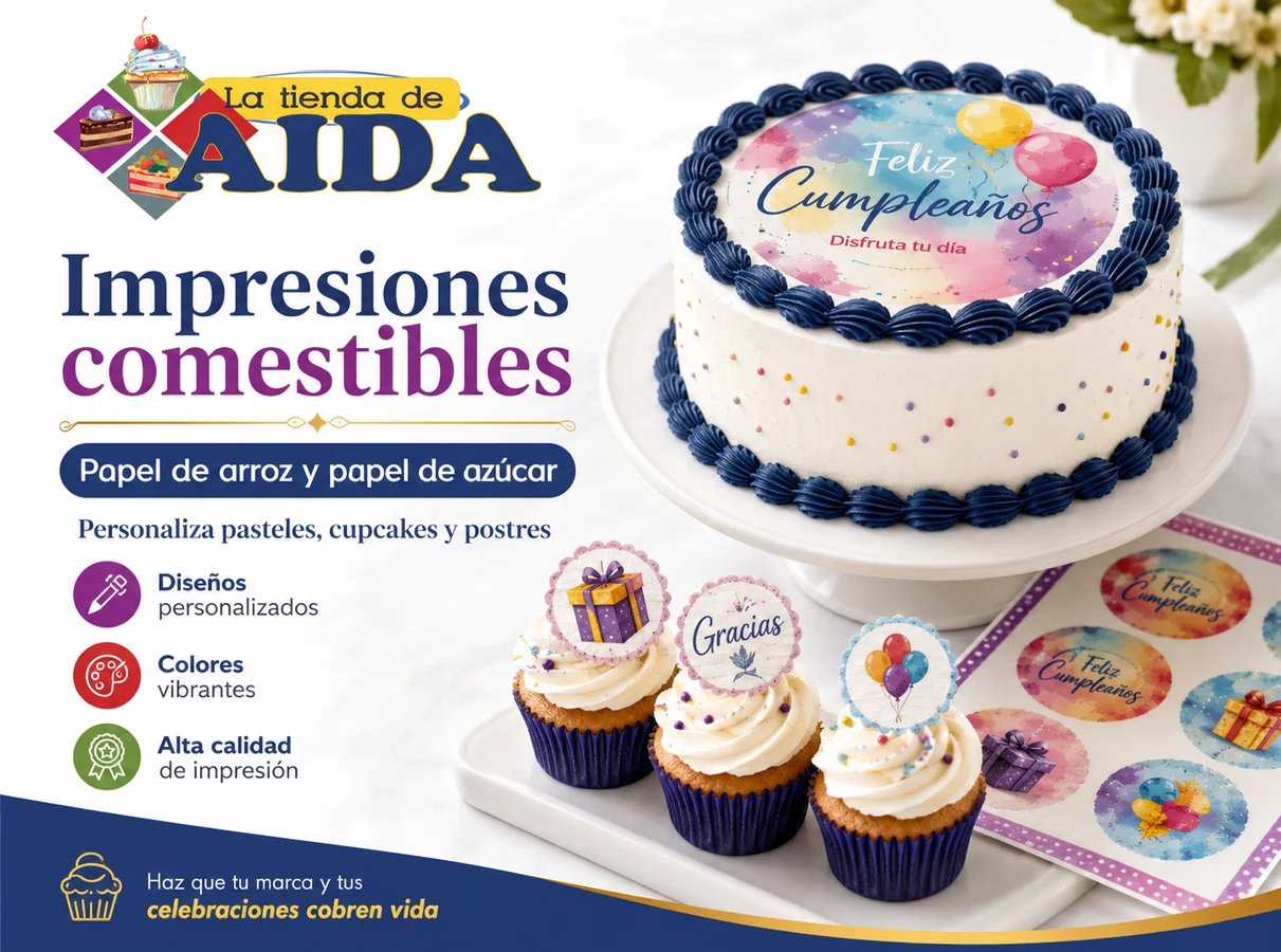 Impresiones comestibles en papel de arroz y papel de azúcar