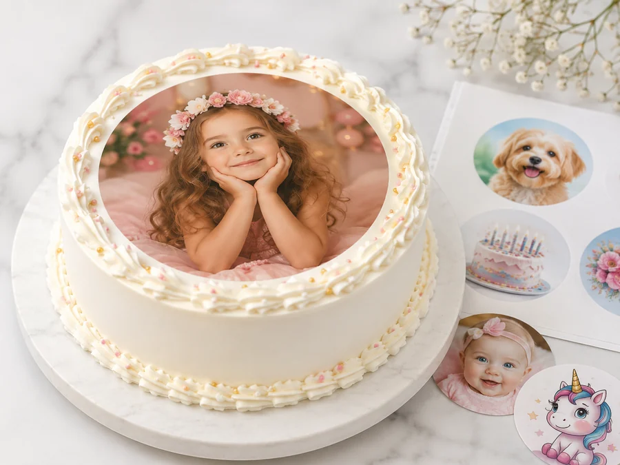 Torta con fotografía comestible