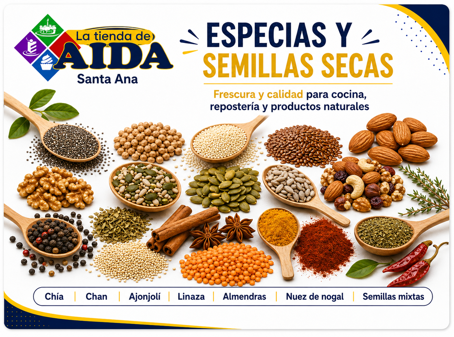 Especias y semillas secas