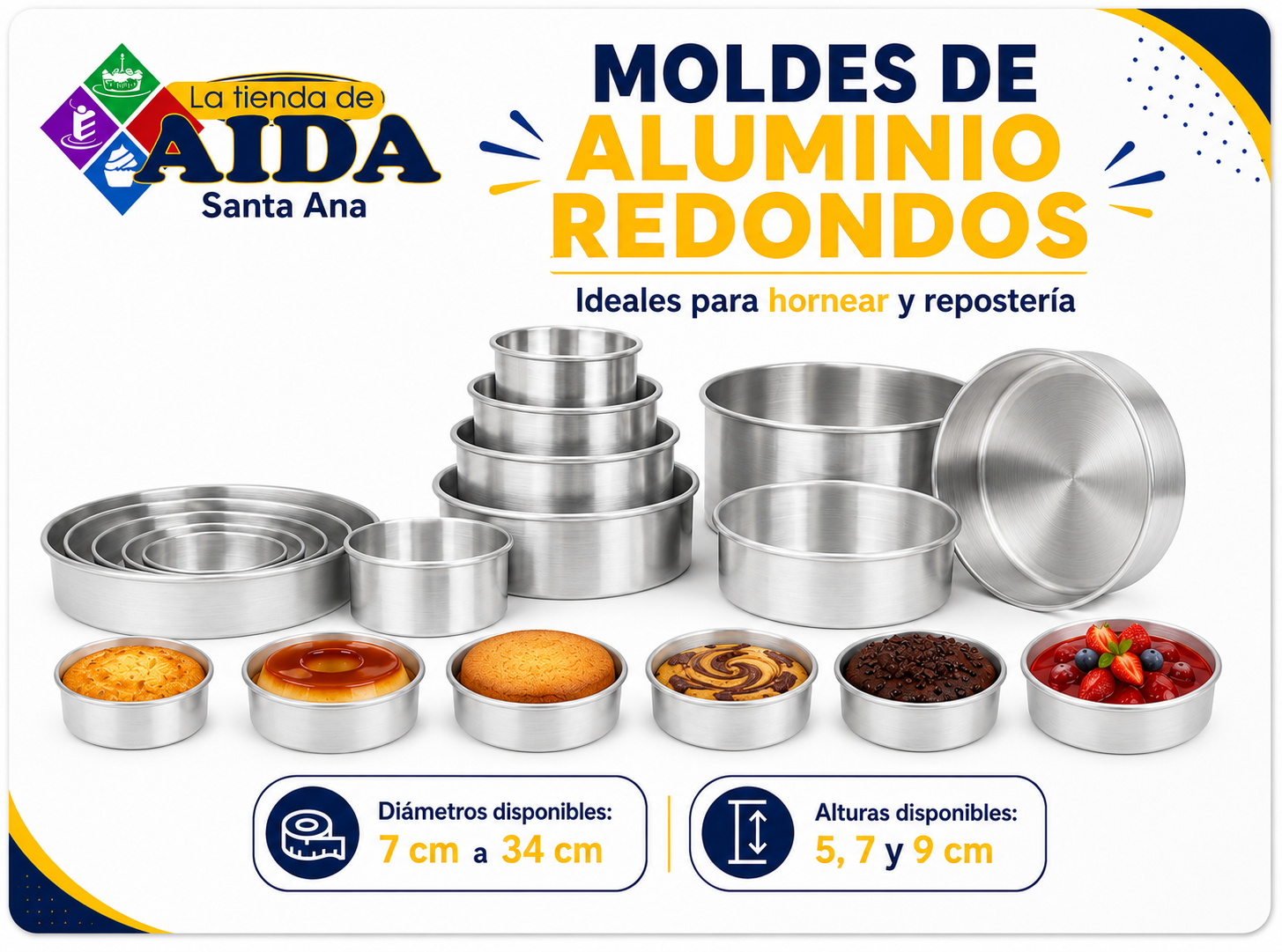 Moldes de aluminio redondos