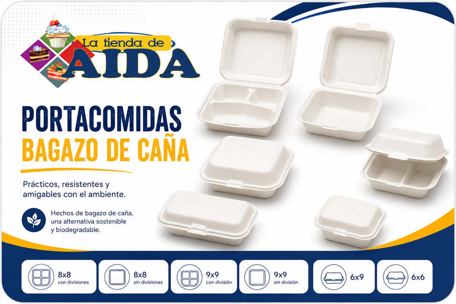 Portacomidas de bagazo de caña