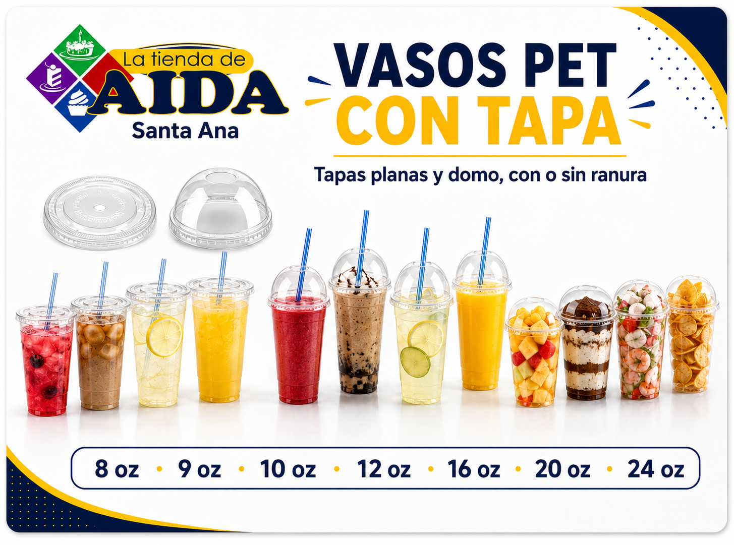 Vasos PET con tapa